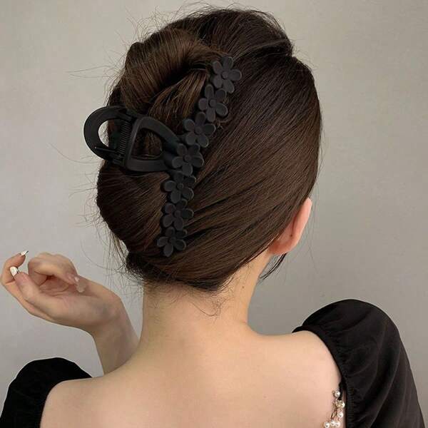 Matte Rectangle Flower Hair Clip Hair Claw
