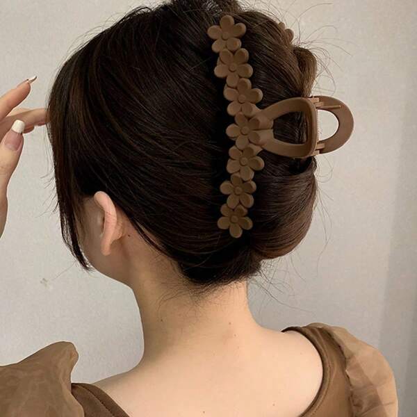 Matte Rectangle Flower Hair Clip Hair Claw