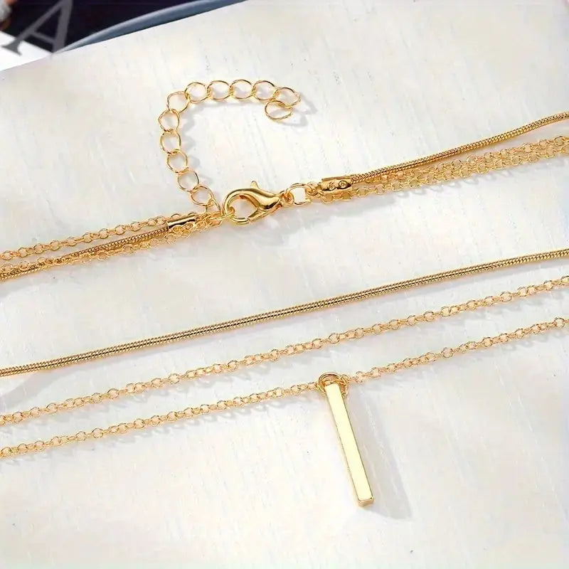Layered Bar Pendant Necklace