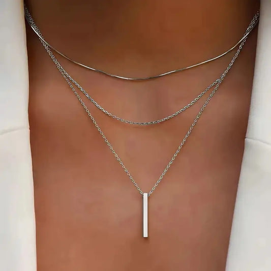 Layered Bar Pendant Necklace