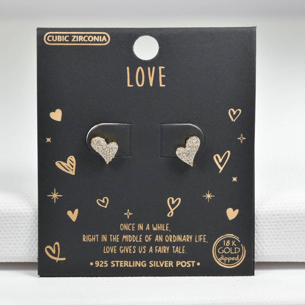Dainty CZ Heart Earrings