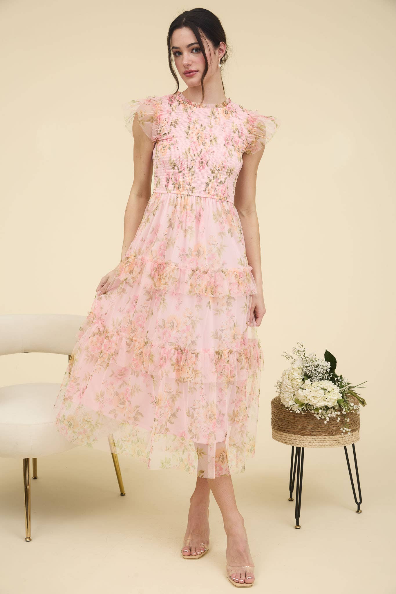 Lucia Floral Smocked Tiered Maxi Dress
