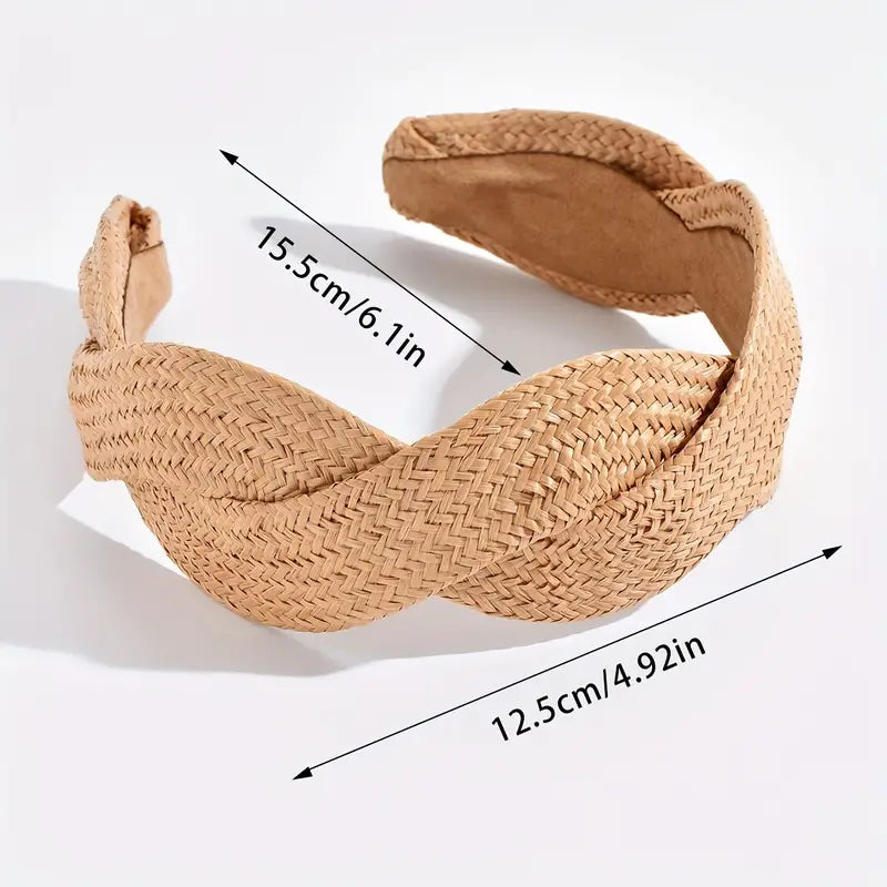 Straw Twist Wide-brimmed Headband