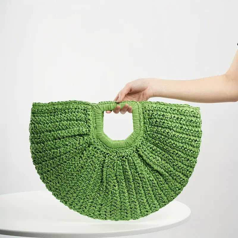 Green Straw Woven Summer Bag