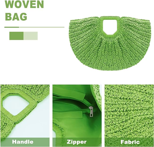 Green Straw Woven Summer Bag