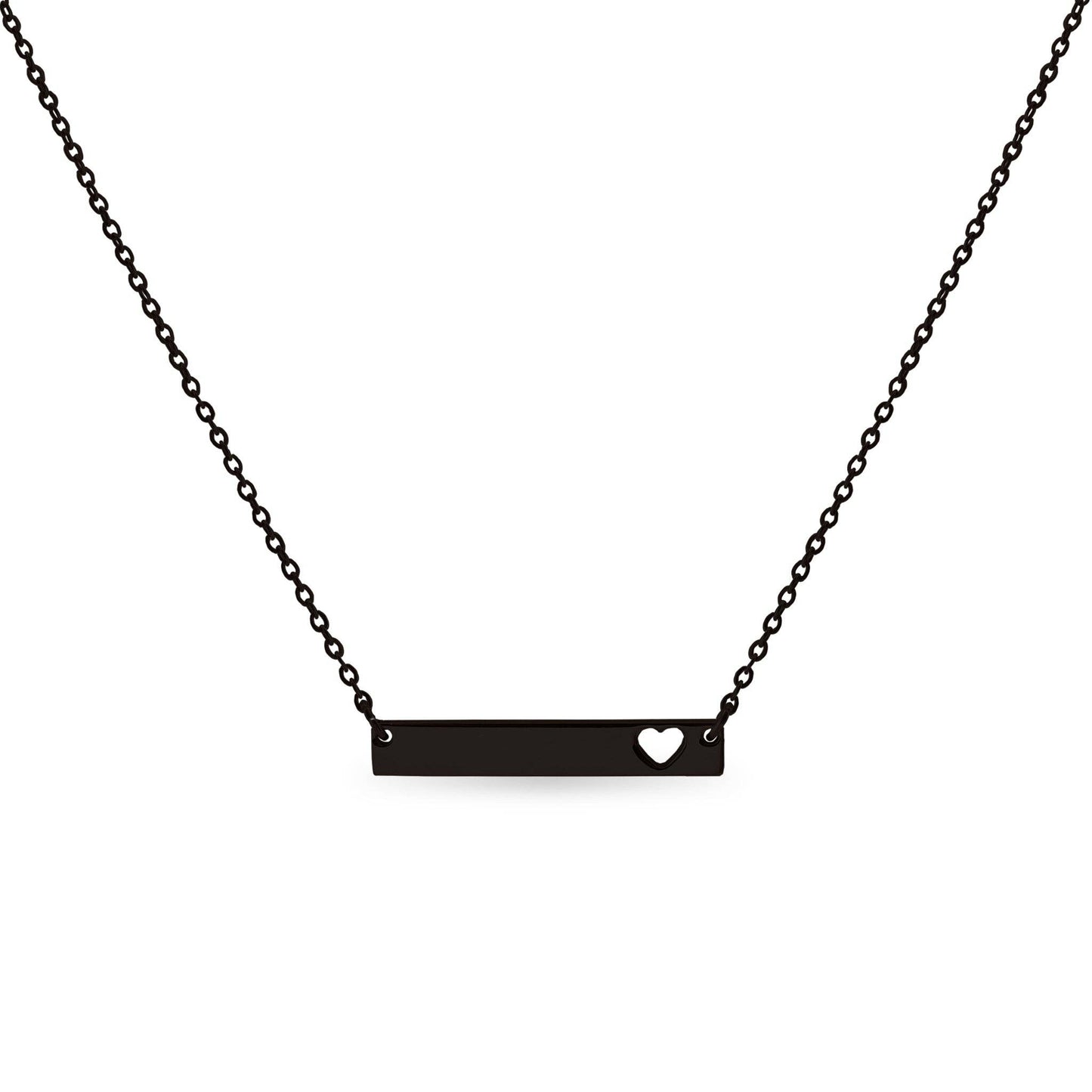 Blank Cutout Heart Bar Necklace: Stainless