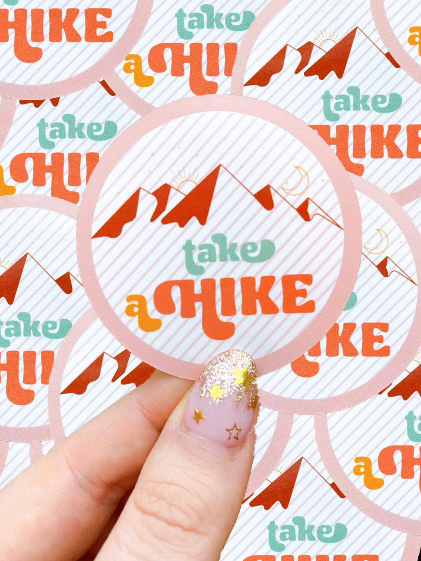 Hiking/take a hike/outdoors waterproof sticker: Blue