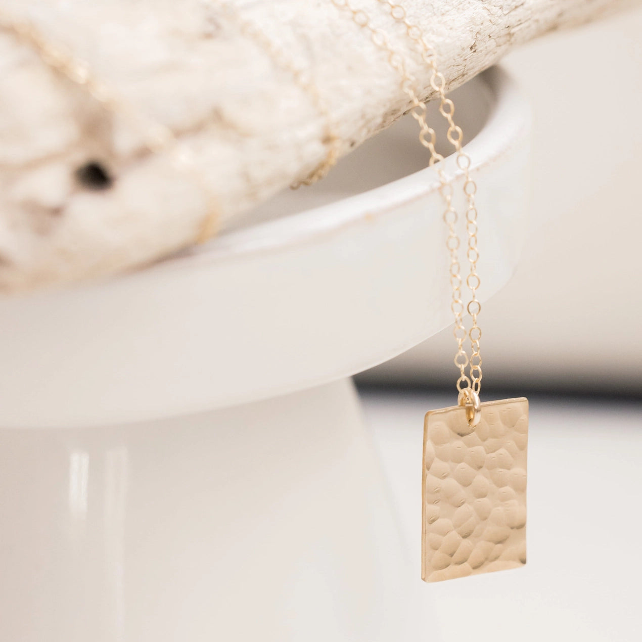 Natural Elements Necklace with Hammered Pendant