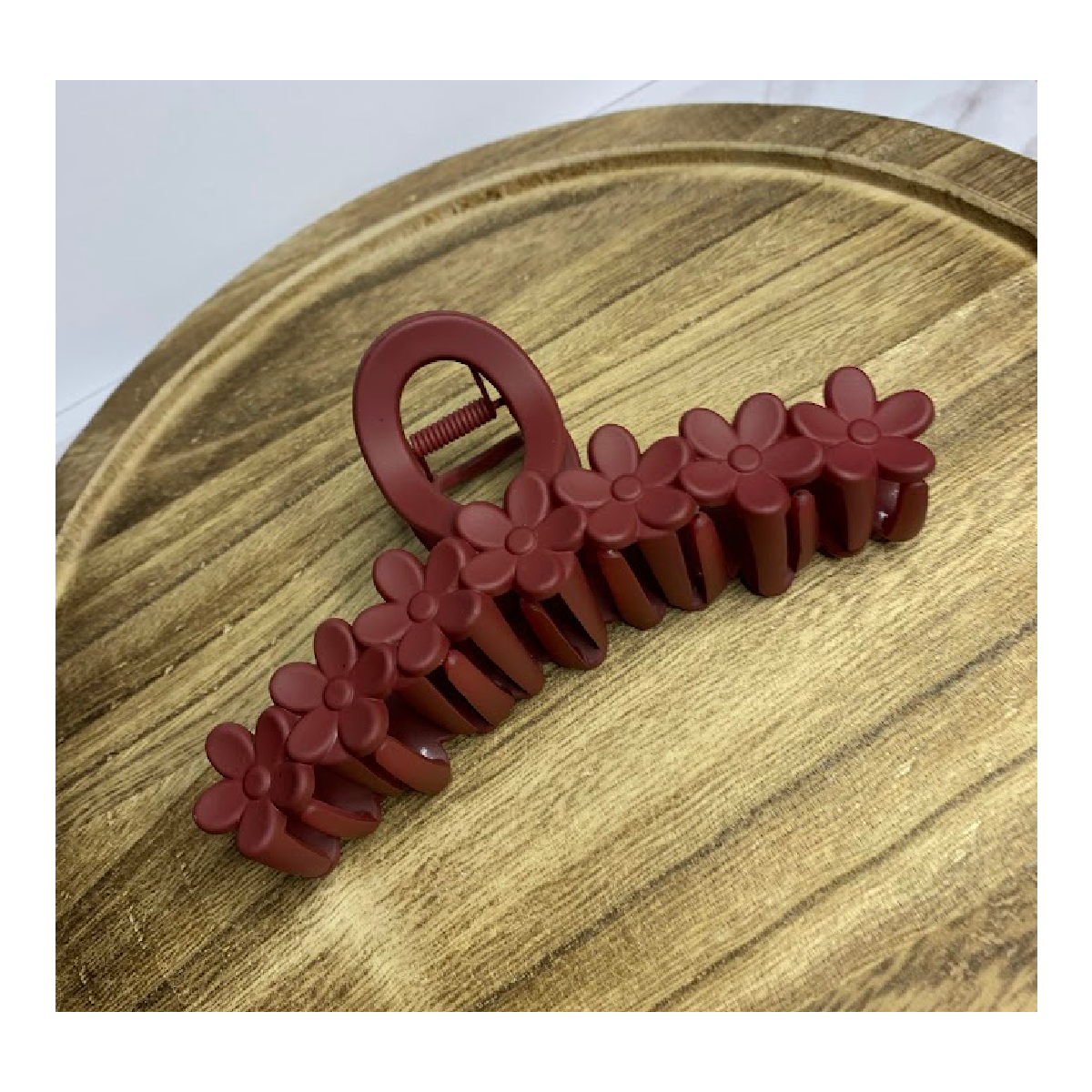 Matte Rectangle Flower Hair Clip Hair Claw