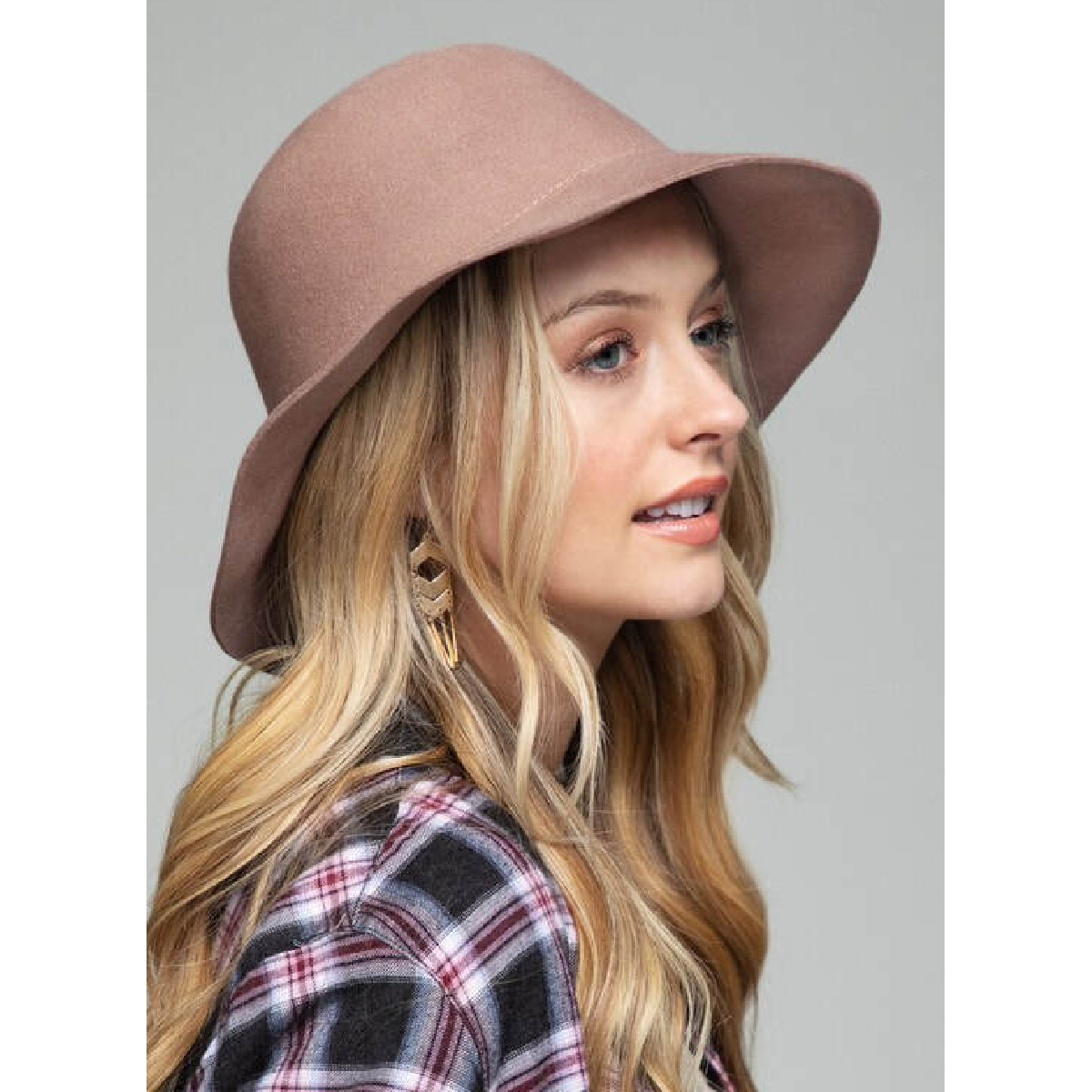 Mauve Wool Cloche Hat