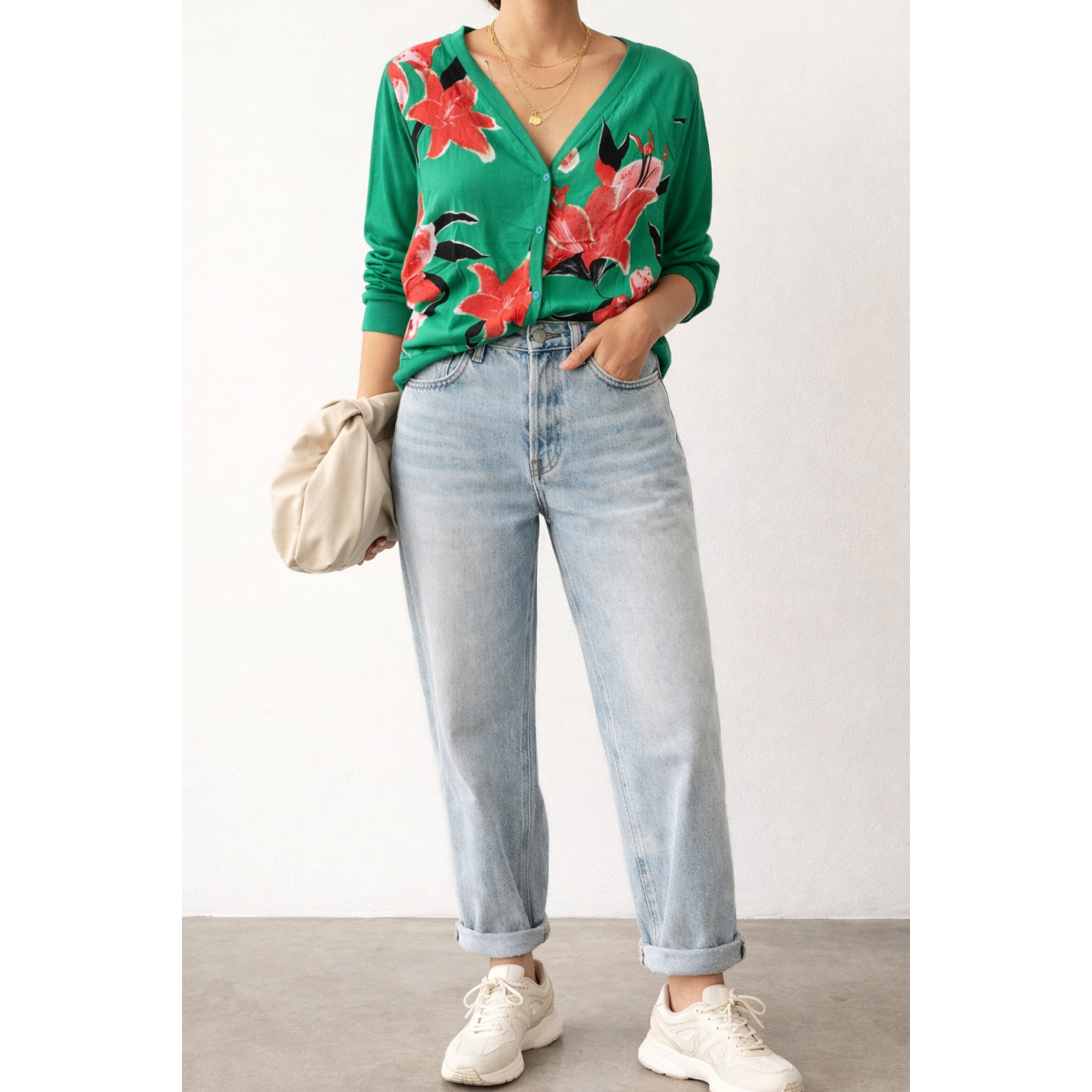 Petite Green Floral Cardigan