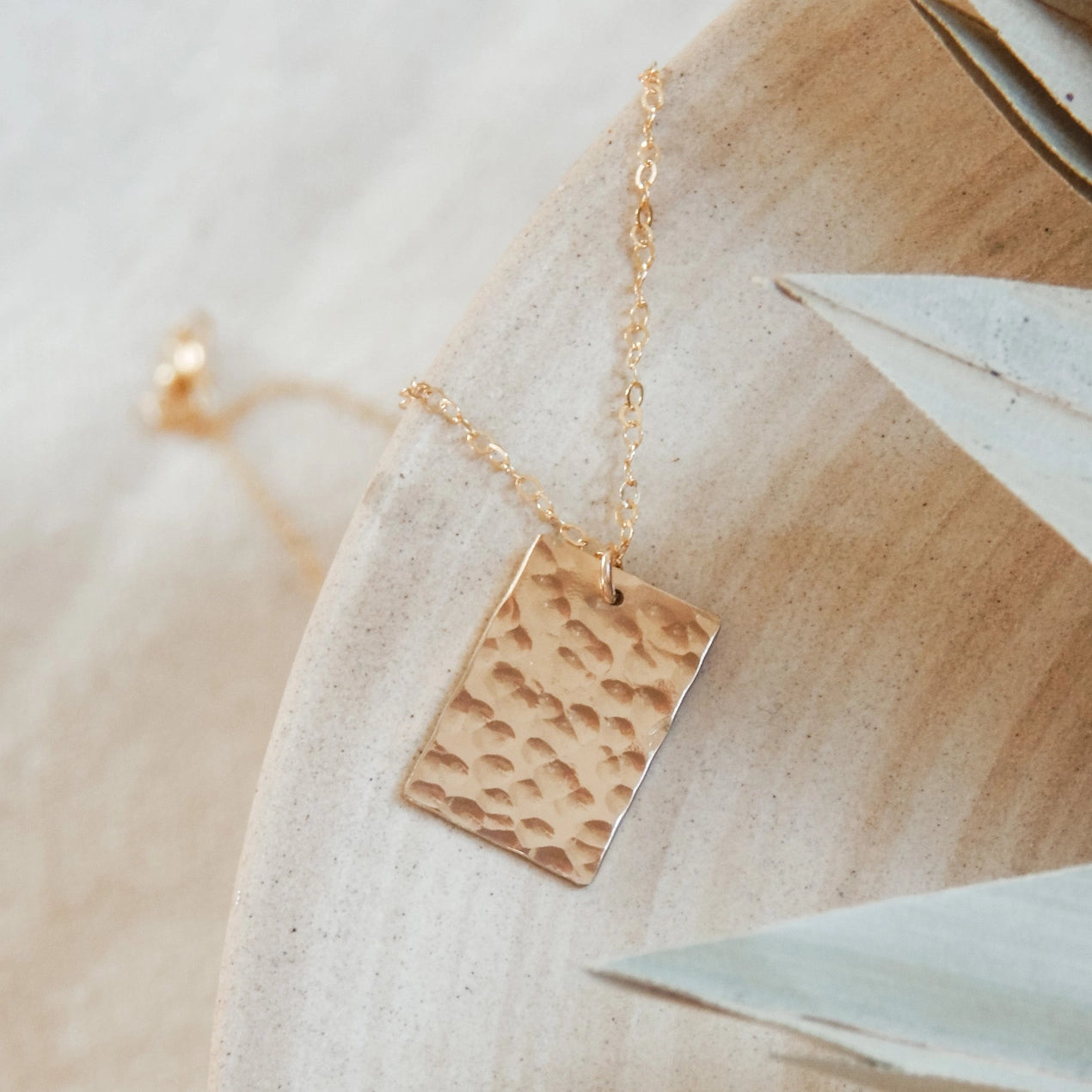 Natural Elements Necklace with Hammered Pendant