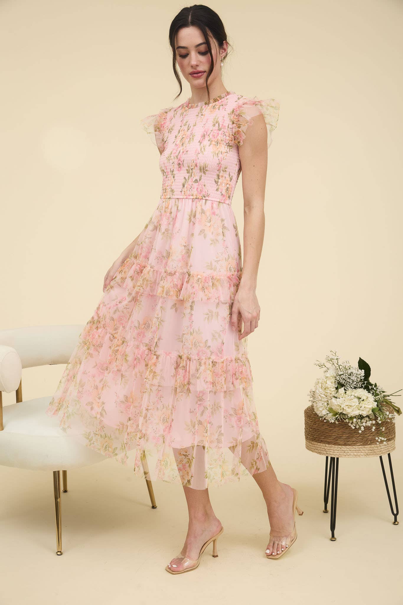 Lucia Floral Smocked Tiered Maxi Dress