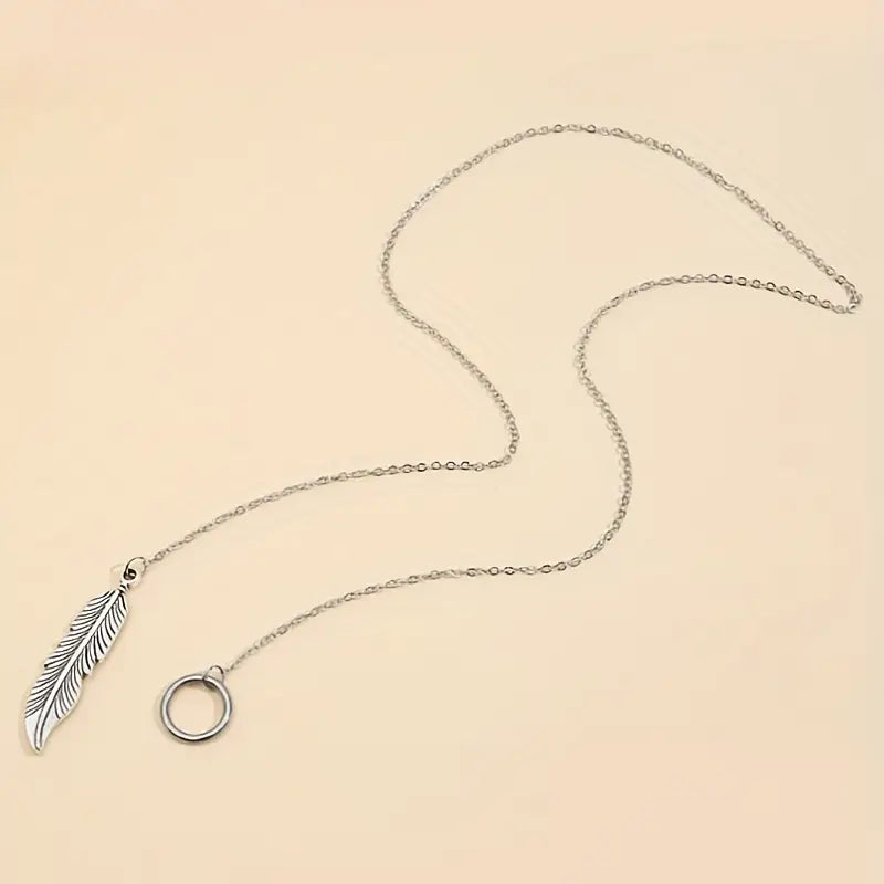 Boho Vintage Feather Pendant Necklace