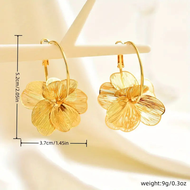 Golden Petal Whisper Hoops