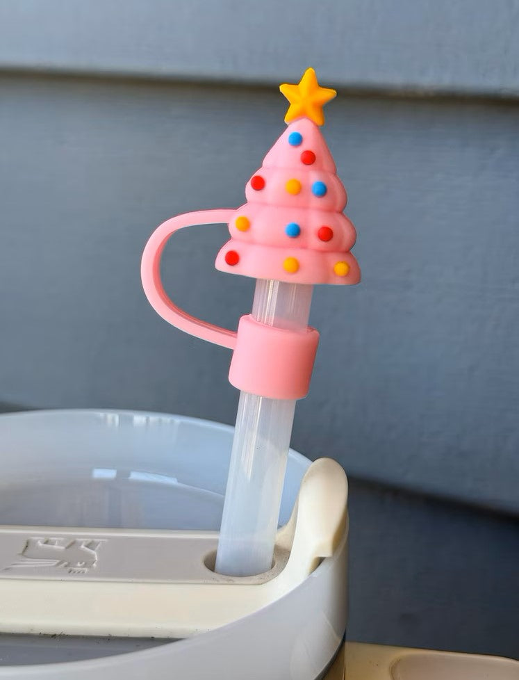 Pink Silicone Straw Cover