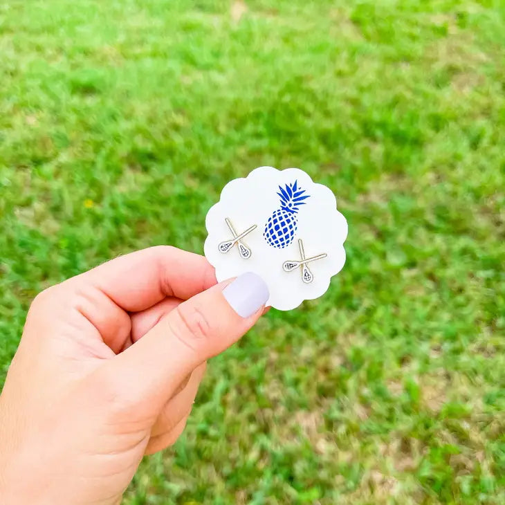 Lacrosse Enamel Stud Earrings