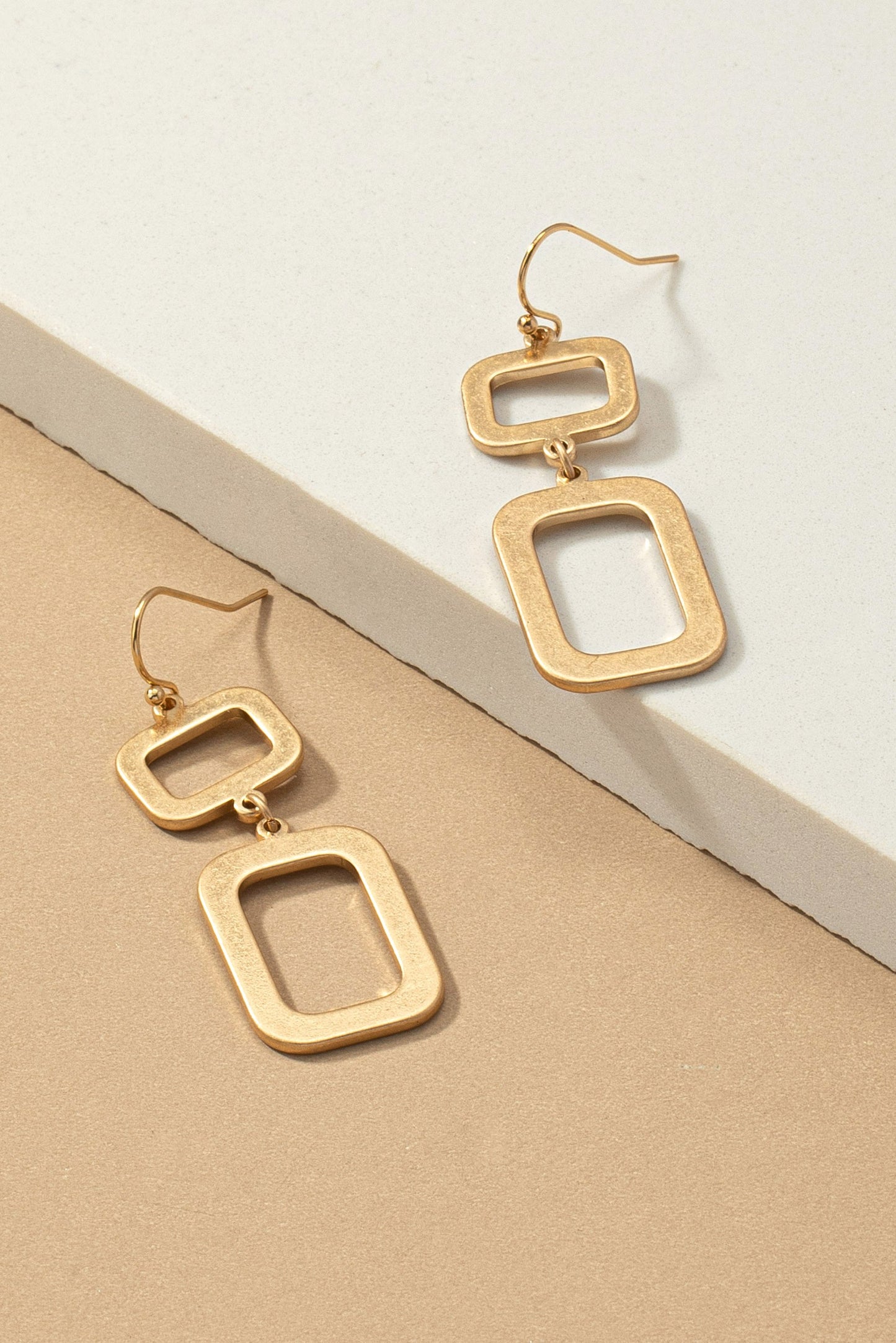 Double rectangle drop earrings