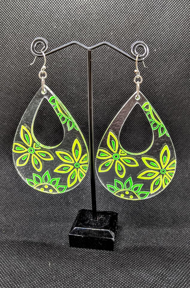 Floral Etched Acrylic Earrings