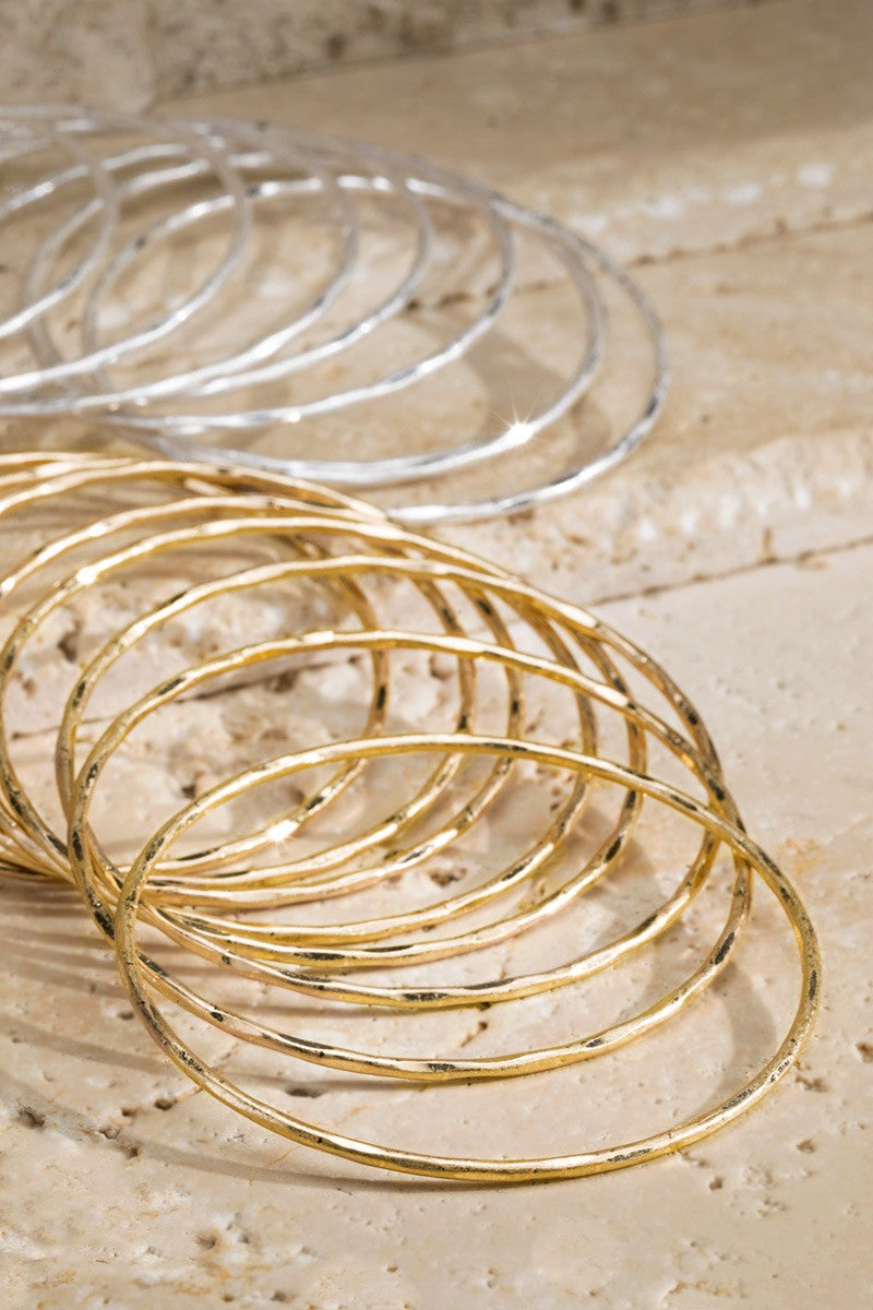 Hammered Metal Bracelet Set