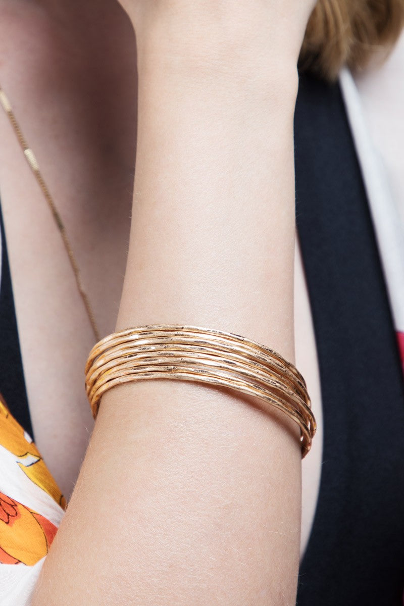 Hammered Metal Bracelet Set