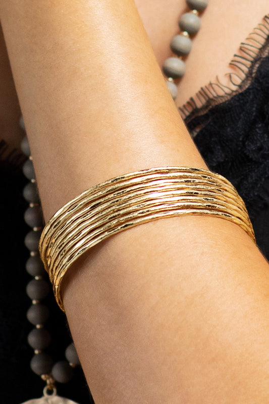 Hammered Metal Bracelet Set
