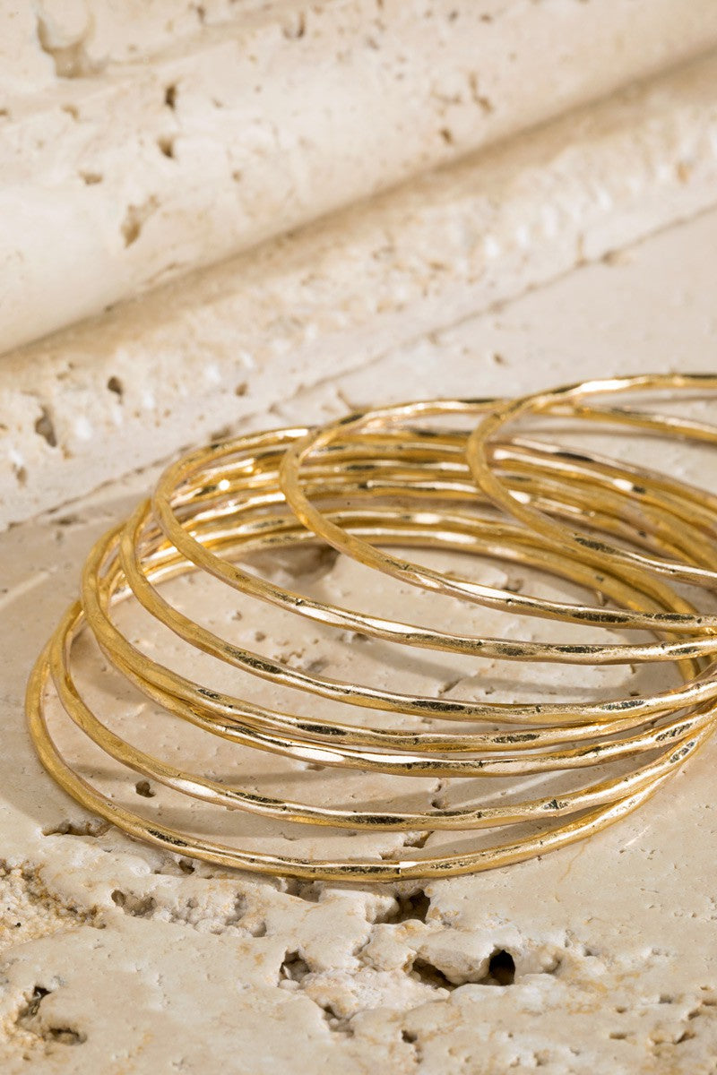 Hammered Metal Bracelet Set