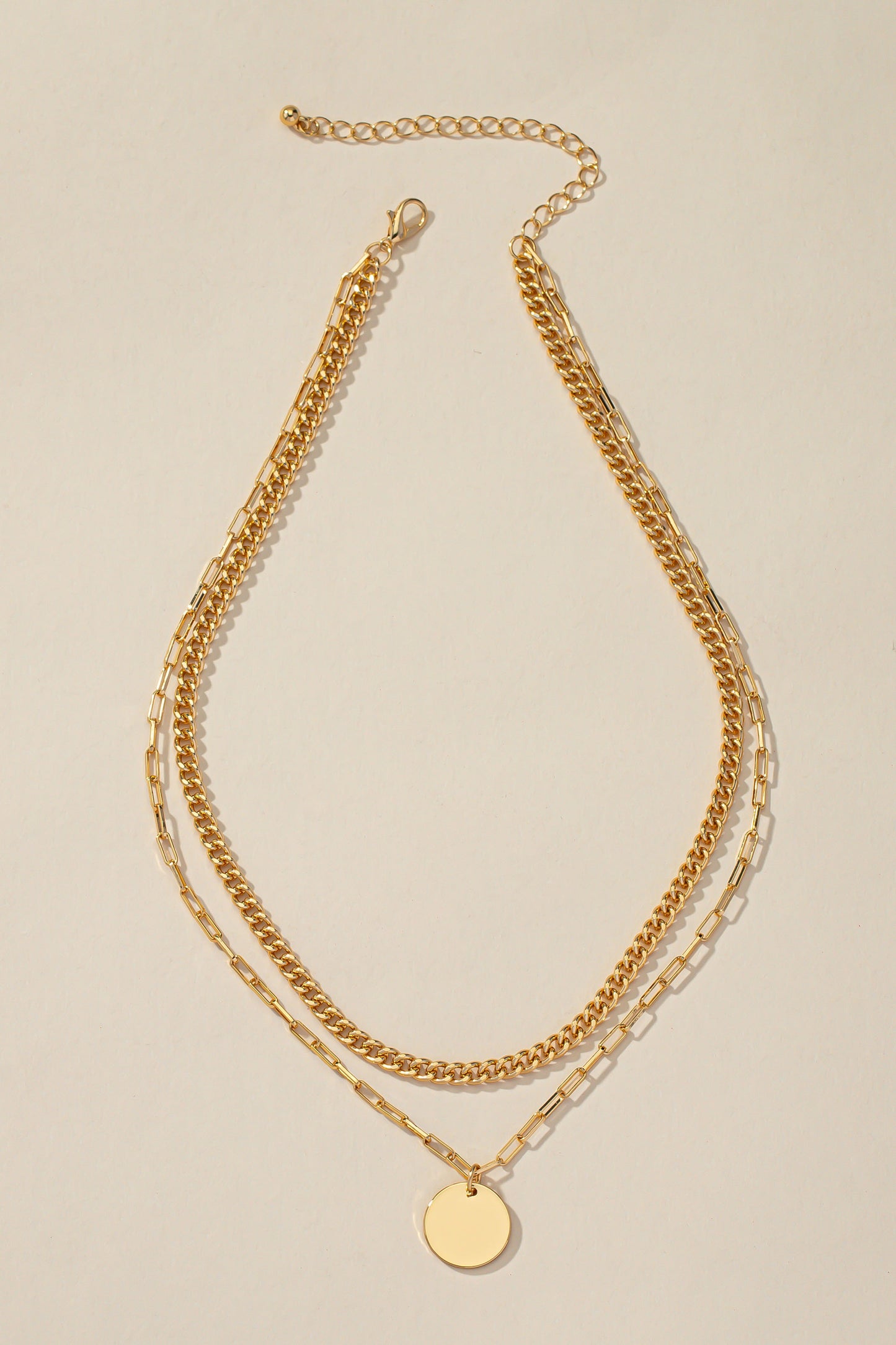 Chelsea chain and disk pendant necklace