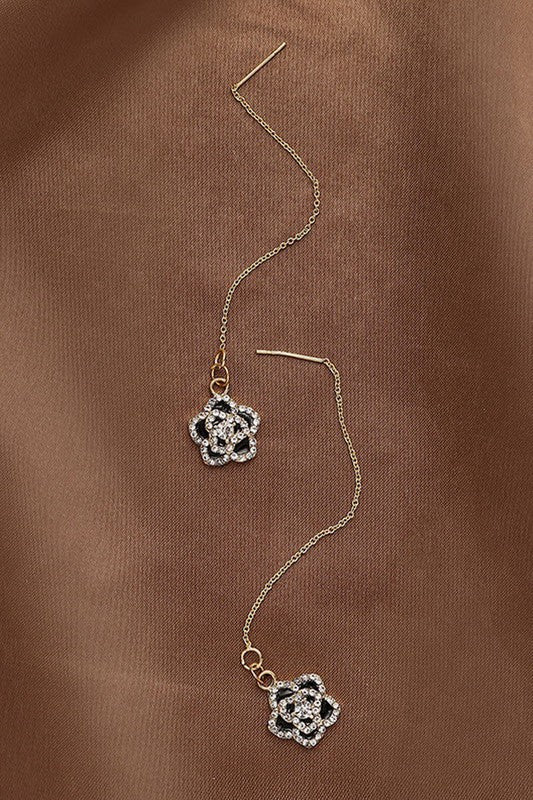 Camella Flower Threader Earrings