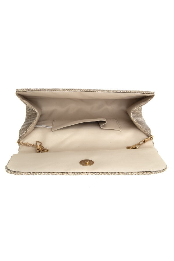 DIAGONAL PLEATED EVENING CLUTCH BAG