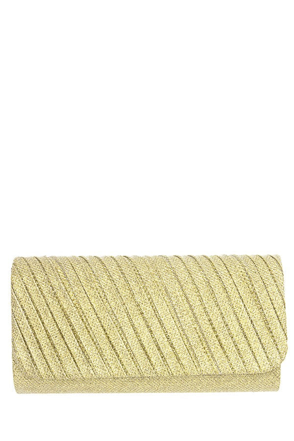 DIAGONAL PLEATED EVENING CLUTCH BAG