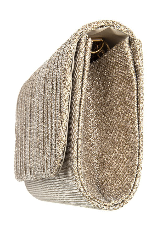 DIAGONAL PLEATED EVENING CLUTCH BAG