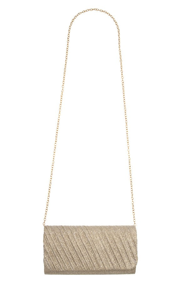 DIAGONAL PLEATED EVENING CLUTCH BAG