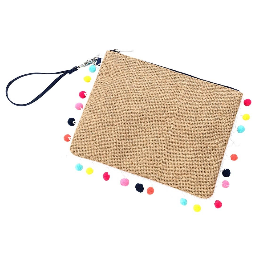 Multi Colored Pom Pom Clutch
