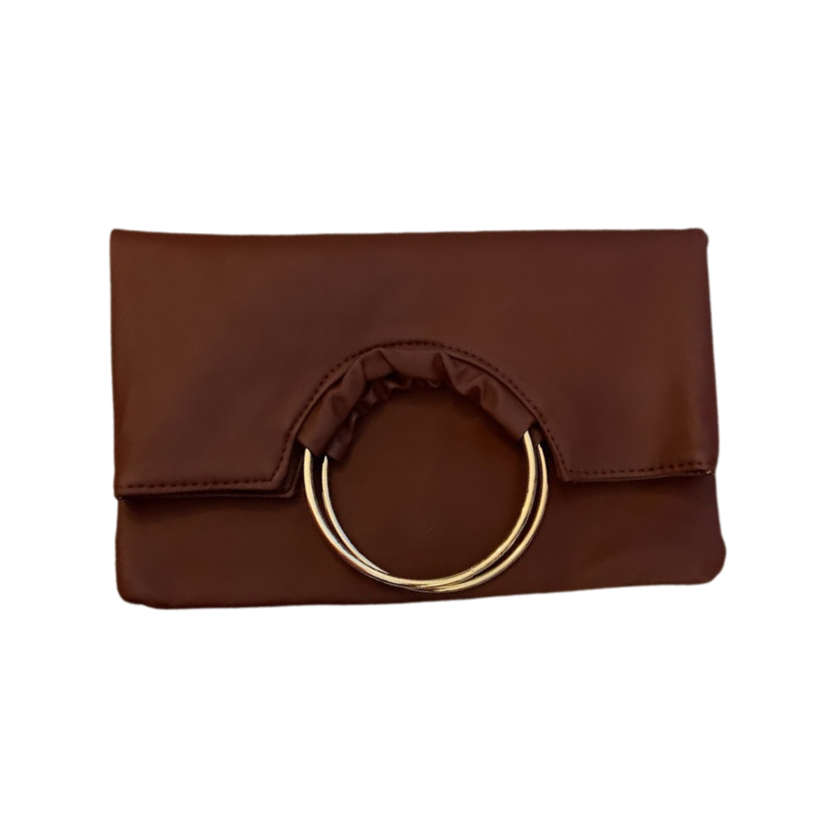 O Ring Clutch Handbag with Ruffle Accent