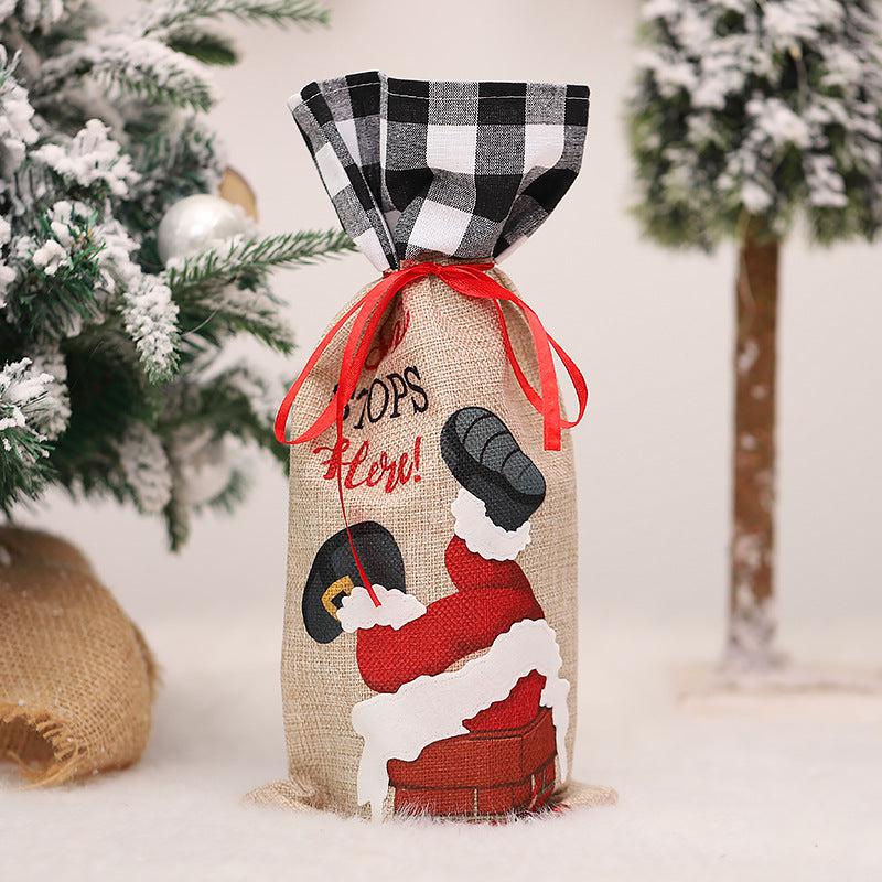 SANTA STOPS HERE WINE BOTTLE COVER