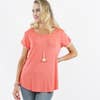Curvy Coral Pom Pom Detail Tee
