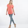 Curvy Coral Pom Pom Detail Tee