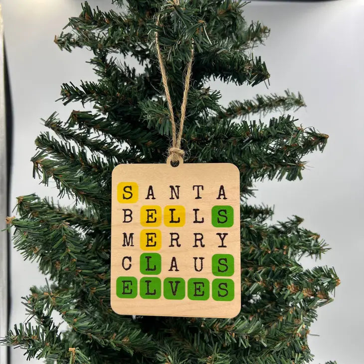 Elves Wordle Christmas Ornament