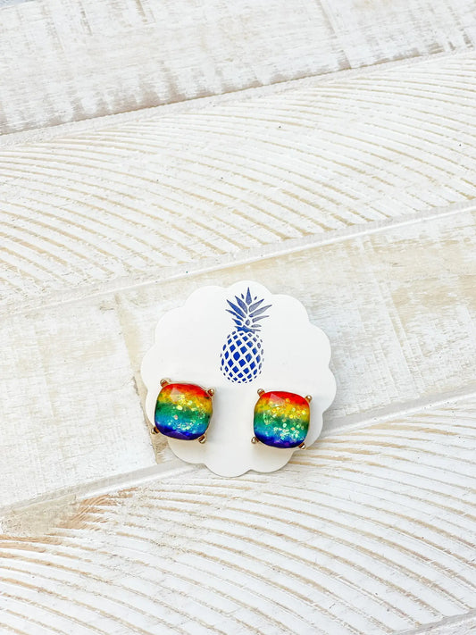 Rainbow Glitter Stud Earring