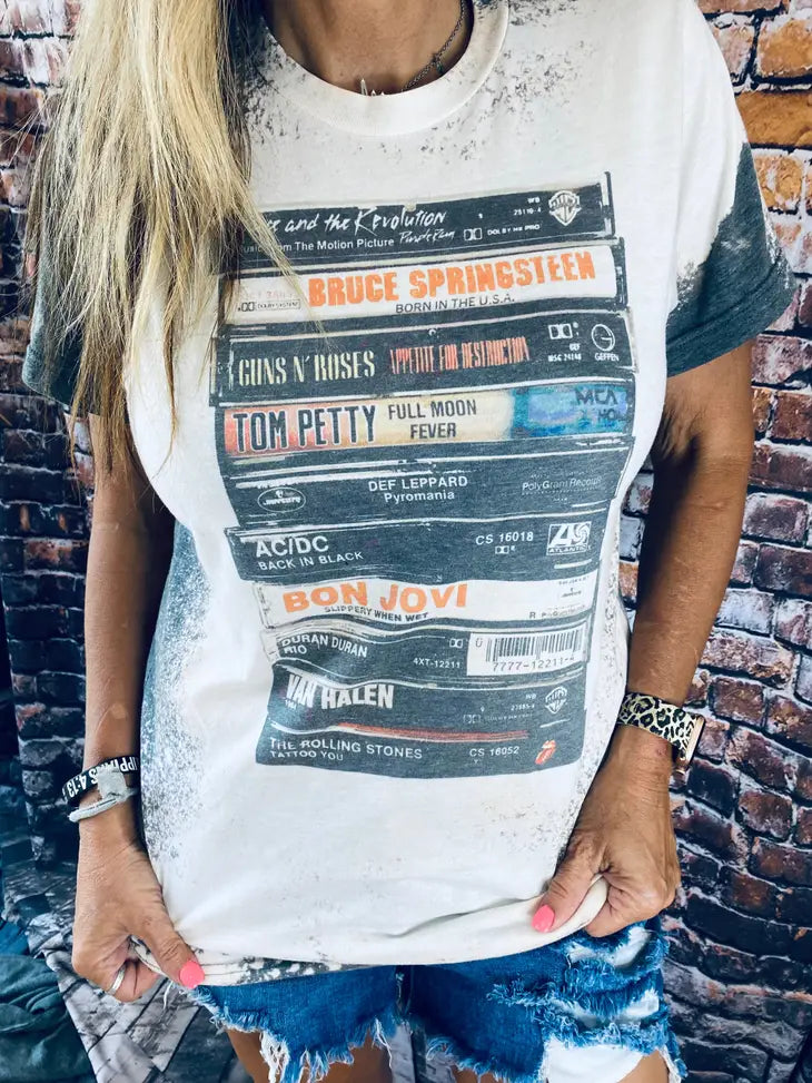 80's Rock Cassette Tape Graphic T shirt