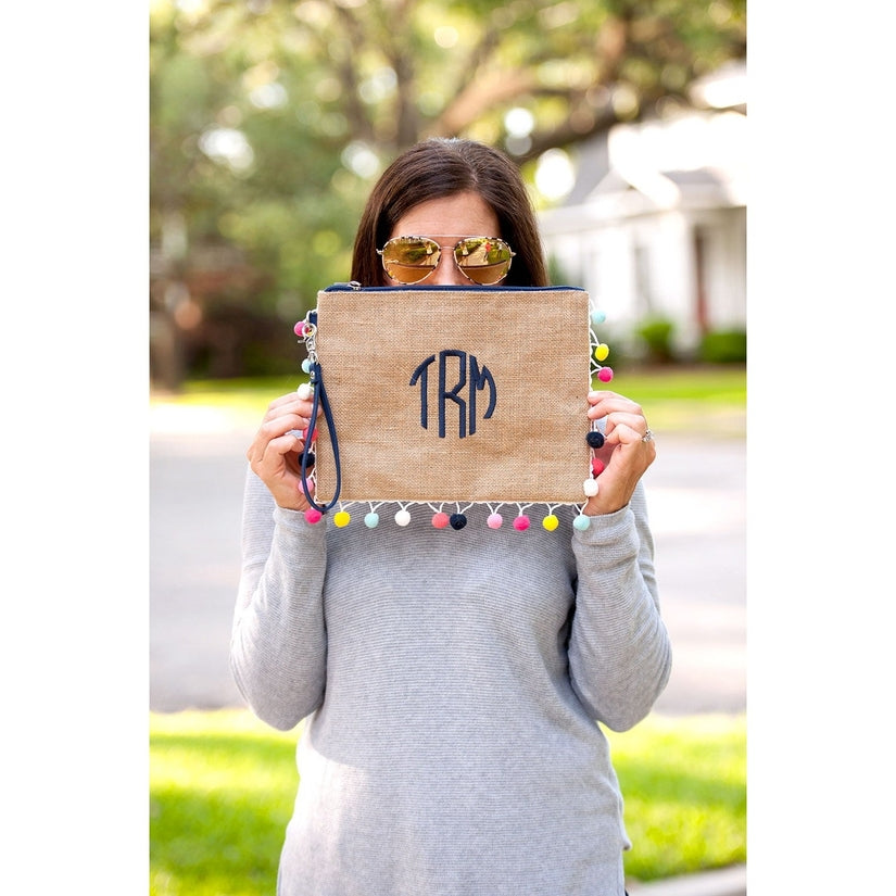 Multi Colored Pom Pom Clutch
