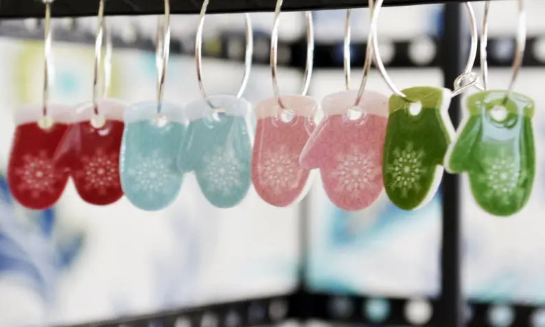 Red Mitten Christmas Earrings