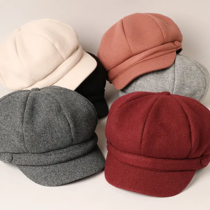 Solid Color Casual Newsboy Cabbie Hat