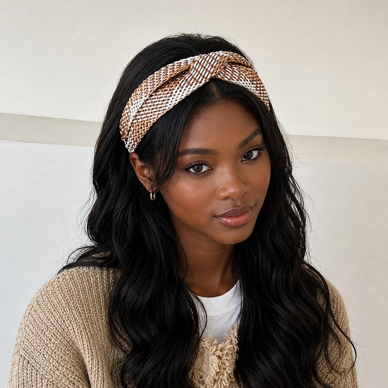 Two Tone Basket Weave Twist Headband