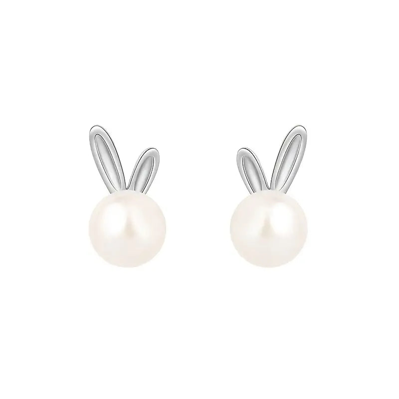 Bunny Faux Pearl Stud Earrings