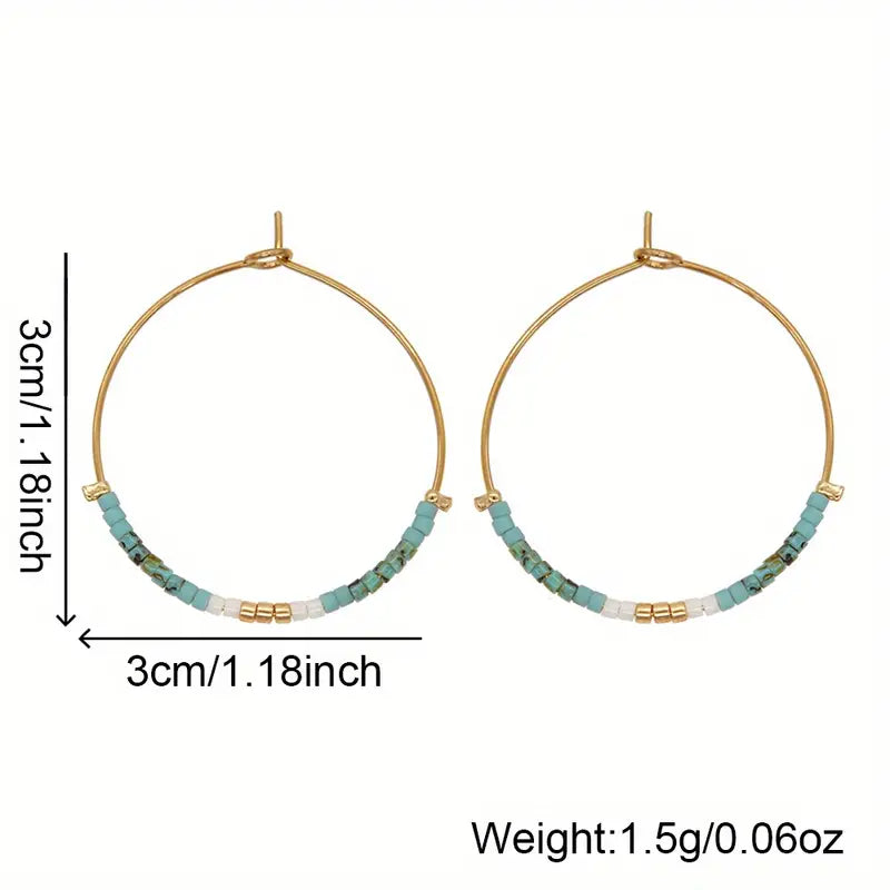 Bohemian Beaded Style Hoop Earrings For Women,