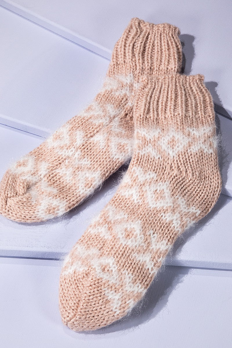 Fuzzy Nordic Socks Blush