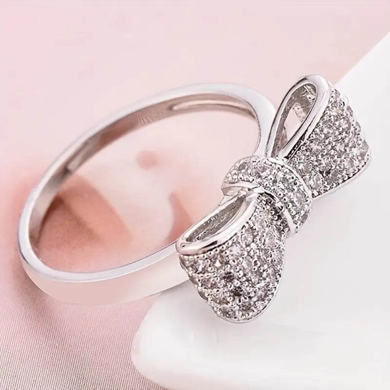 Pave Bow Fashion Ring