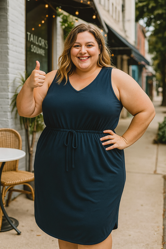 Curvy Cotton Drawstring Waist Dress